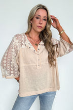 Crochet Core Henley Top - FINAL SALE - Madison and Mallory