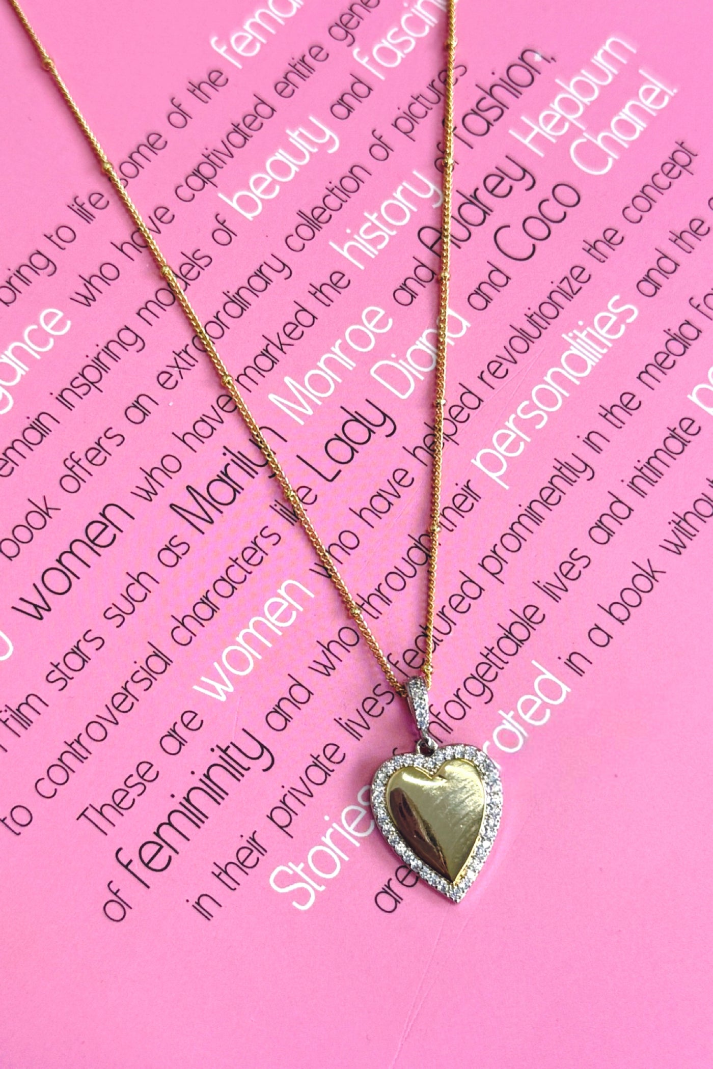 Gold Two Tone Heart Beaded Necklace - Madison and Mallory