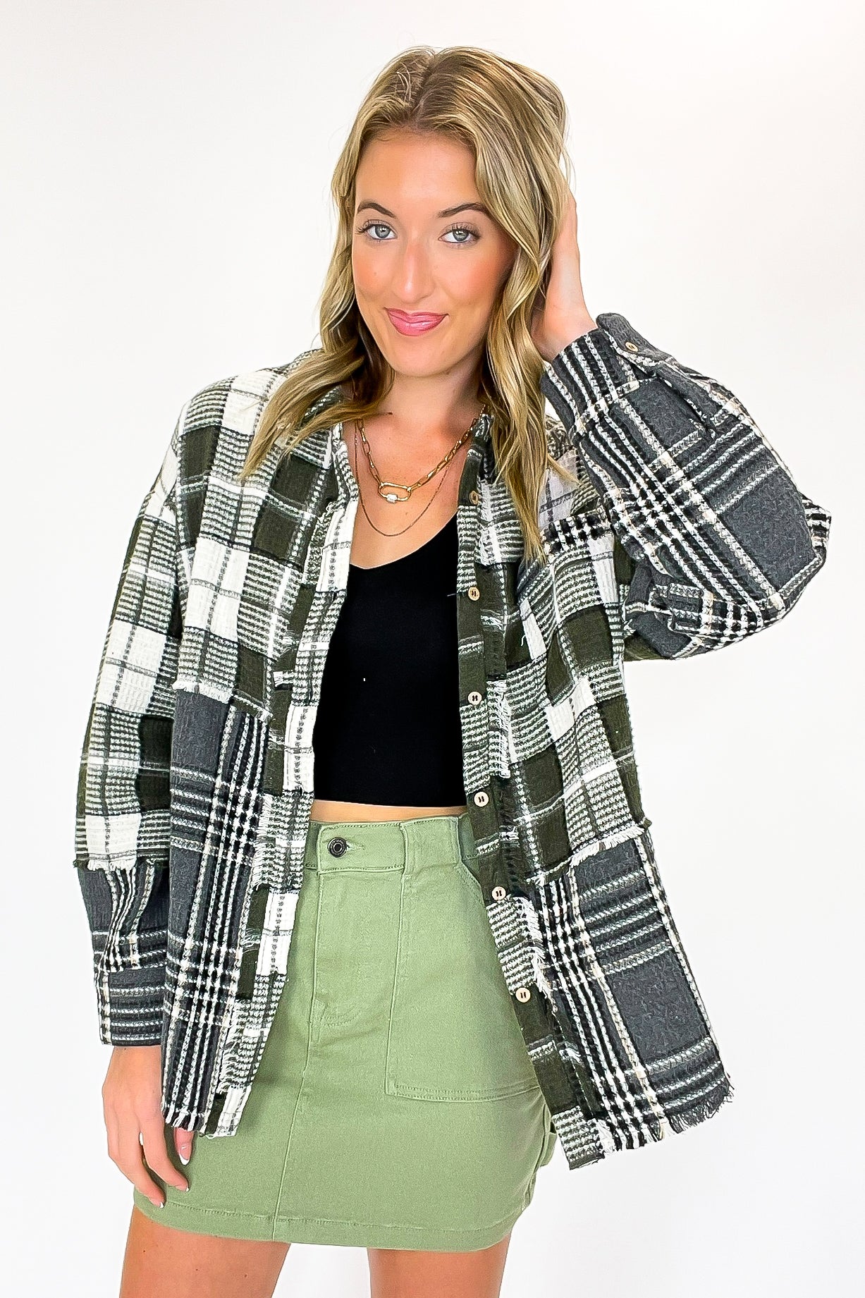 Notoriously Cool Mixed Plaid Oversized Shacket - Madison and Mallory