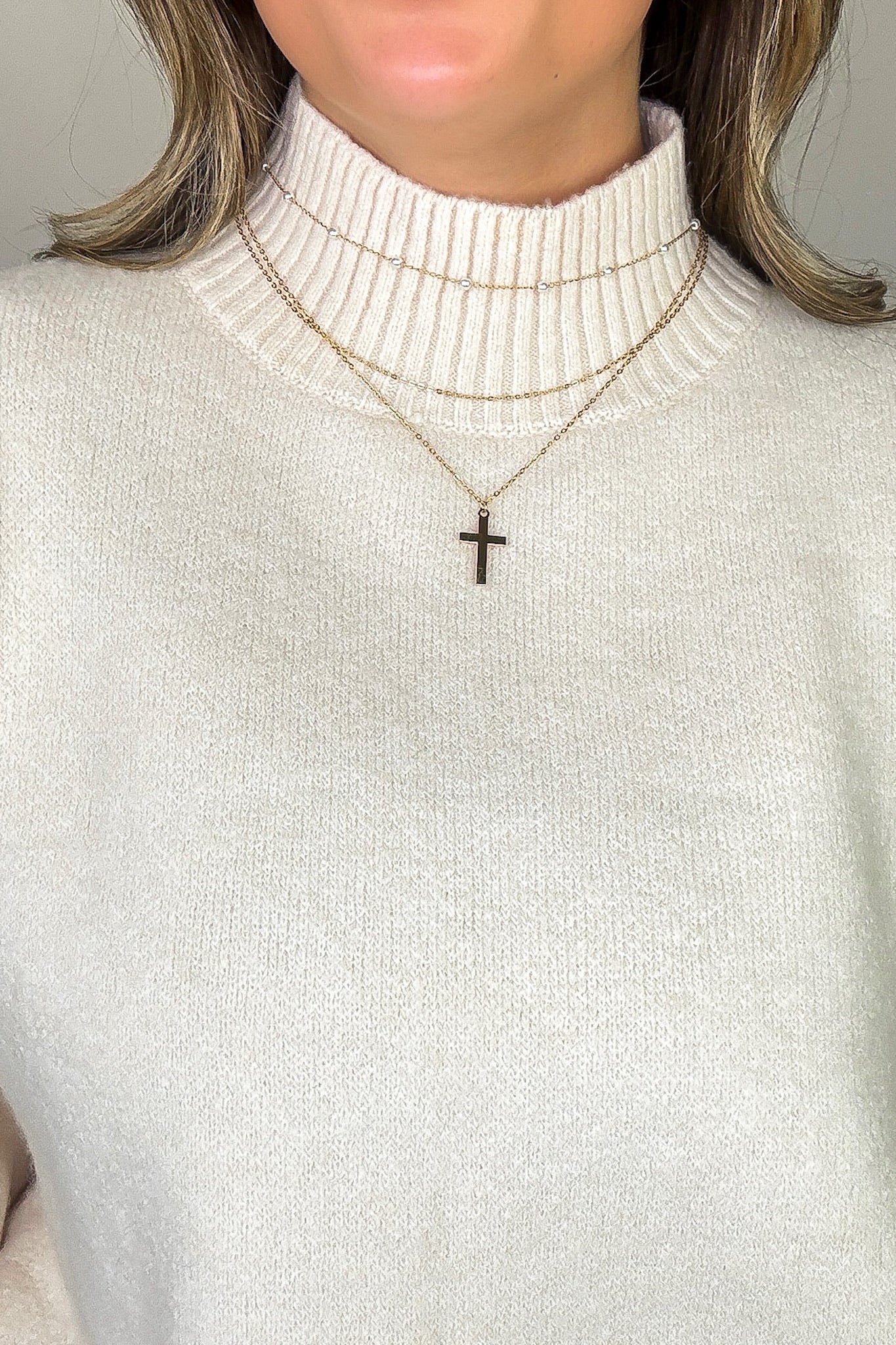 Gold Eterna 18k Stainless Steel Cross Necklace - Madison and Mallory