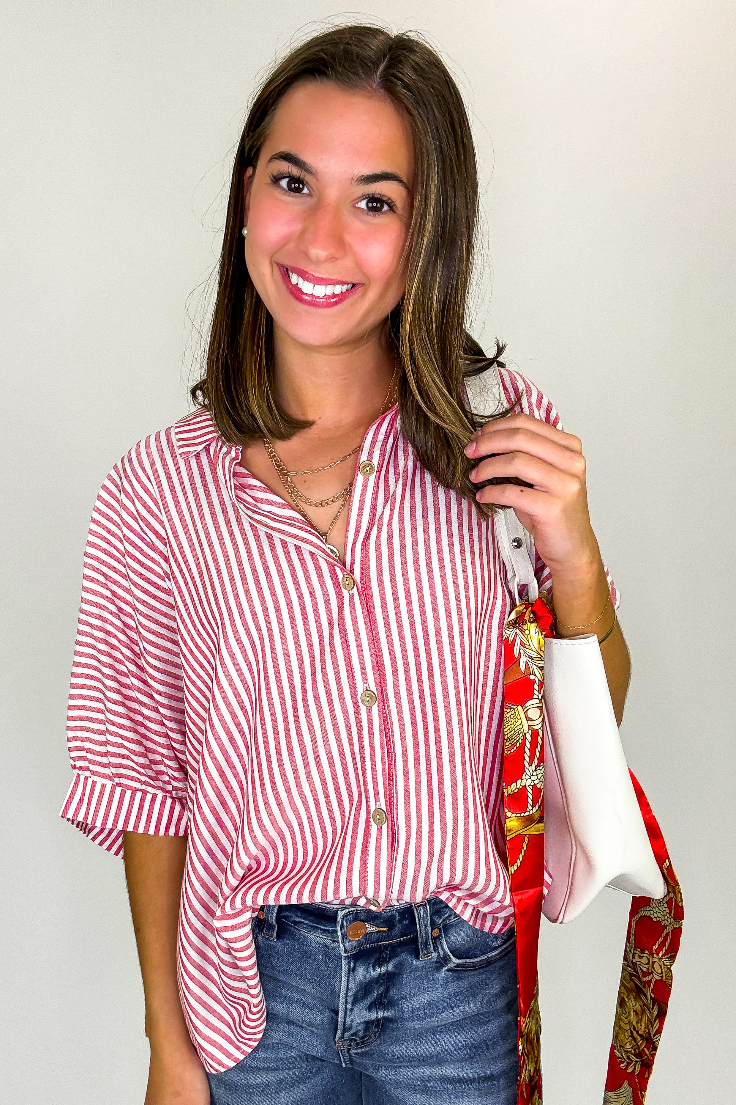 JoJo Striped Button Down Oversized Top - BACK IN STOCK · Madison +