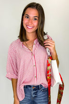 JoJo Striped Button Down Relaxed Top - BACK IN STOCK - Madison and Mallory