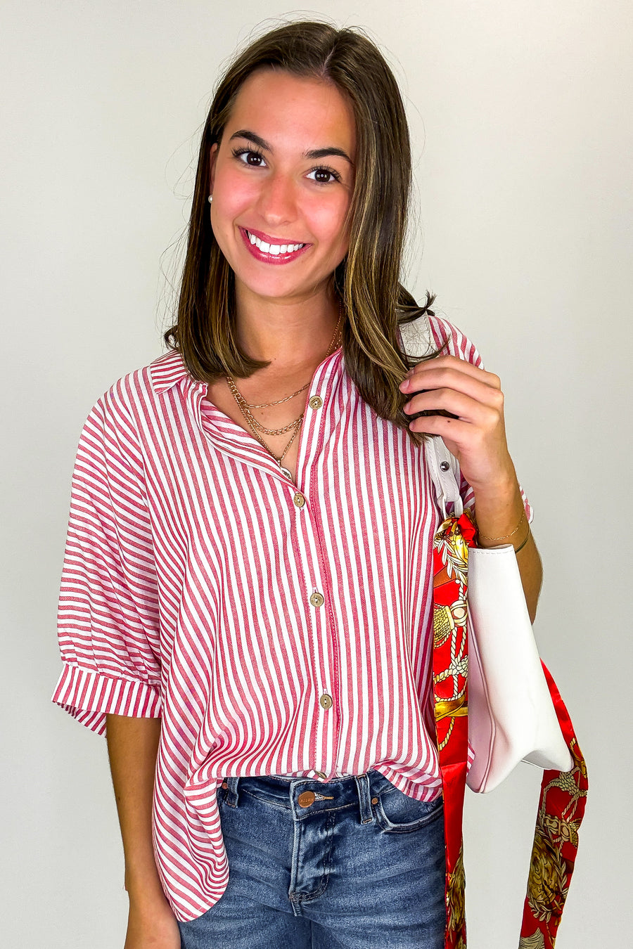 JoJo Striped Button Down Relaxed Top - BACK IN STOCK - Madison and Mallory