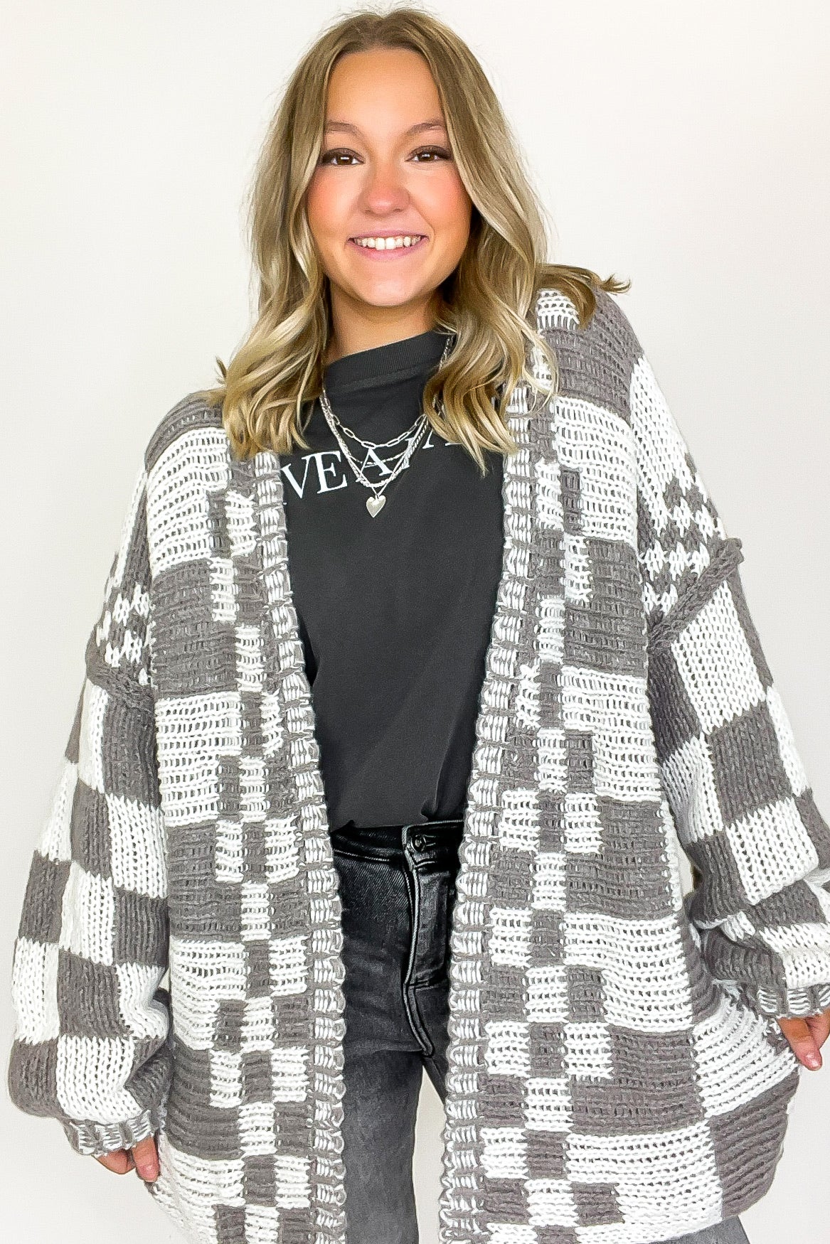 The Vibe Check Mixed Pattern Loose Fit Chunky Cardigan · Madison +