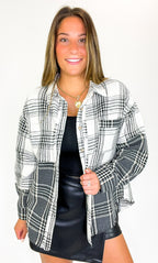 Ivory / S Notoriously Cool Mixed Plaid Oversized Shacket - FINAL SALE - Madison and Mallory