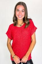 Ruby / S Soft Form Short Sleeve Knit Top - Madison and Mallory