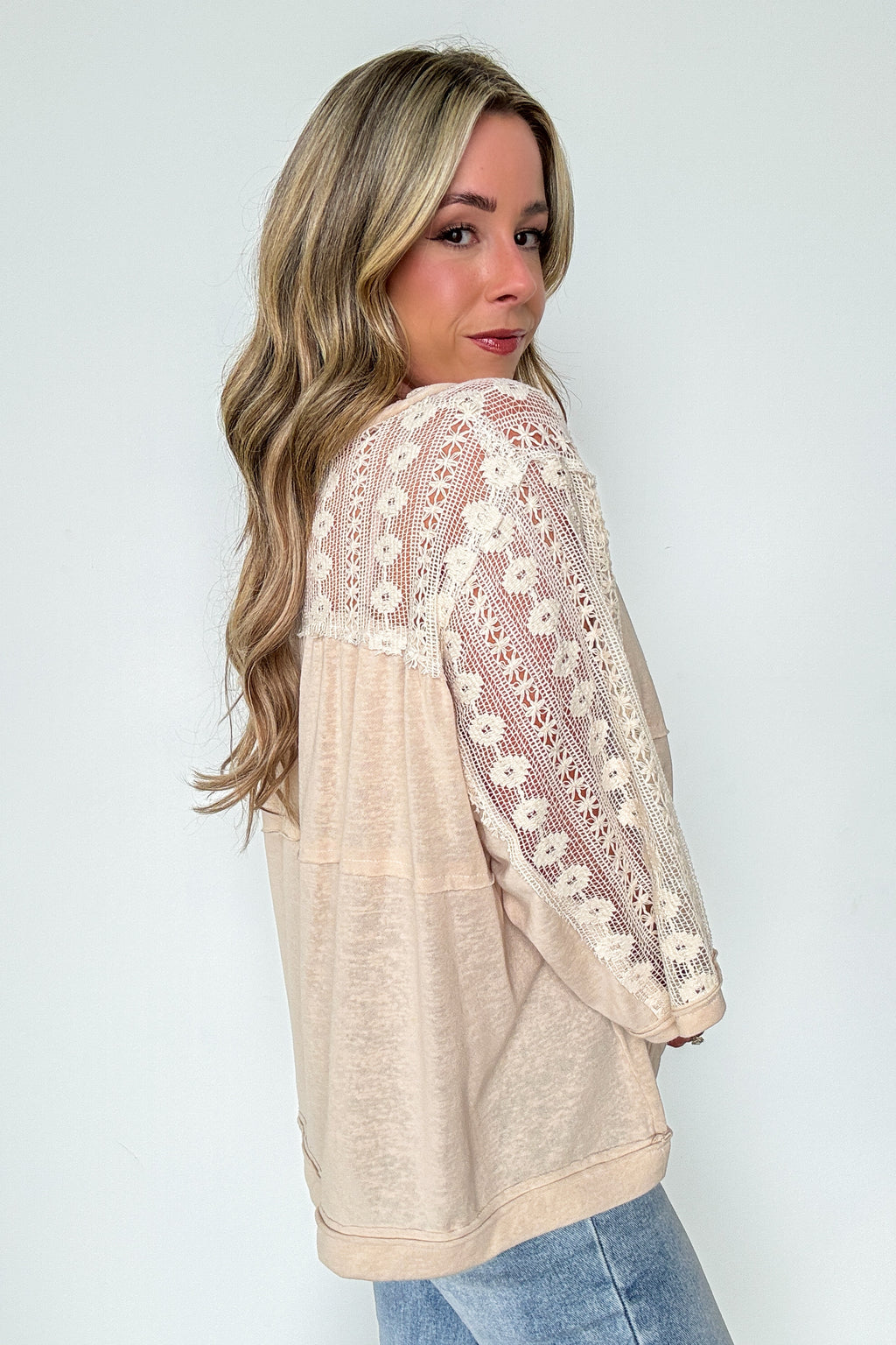 Crochet Core Henley Top - FINAL SALE - Madison and Mallory