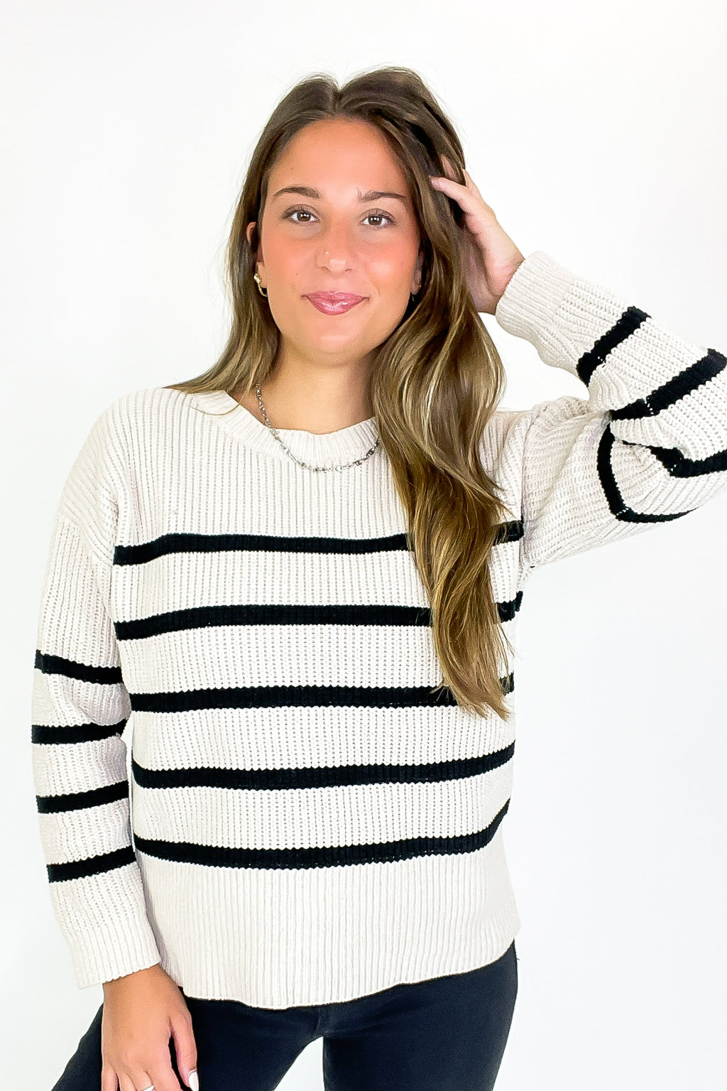 Prep Line Relaxed Fit Ribbed Knit Striped Sweater - FINAL SALE - Madison and Mallory