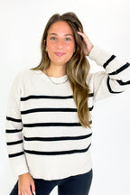 Prep Line Relaxed Fit Ribbed Knit Striped Sweater - FINAL SALE - Madison and Mallory