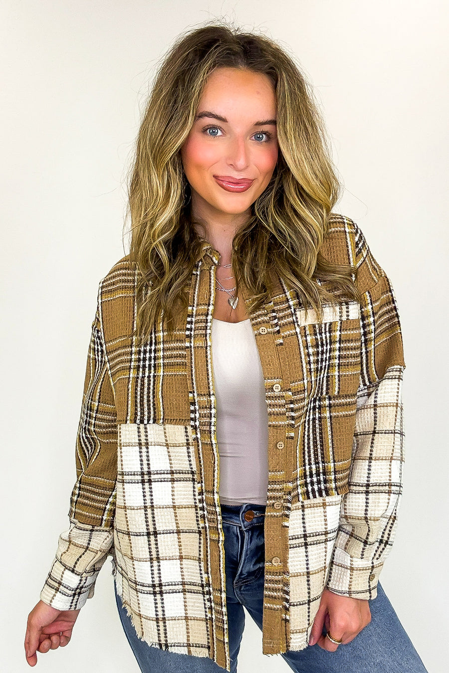 Notoriously Cool Mixed Plaid Oversized Shacket - Madison and Mallory