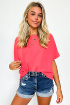 Coral / S Aurora Short Sleeve Relaxed Top - FINAL SALE - Madison and Mallory