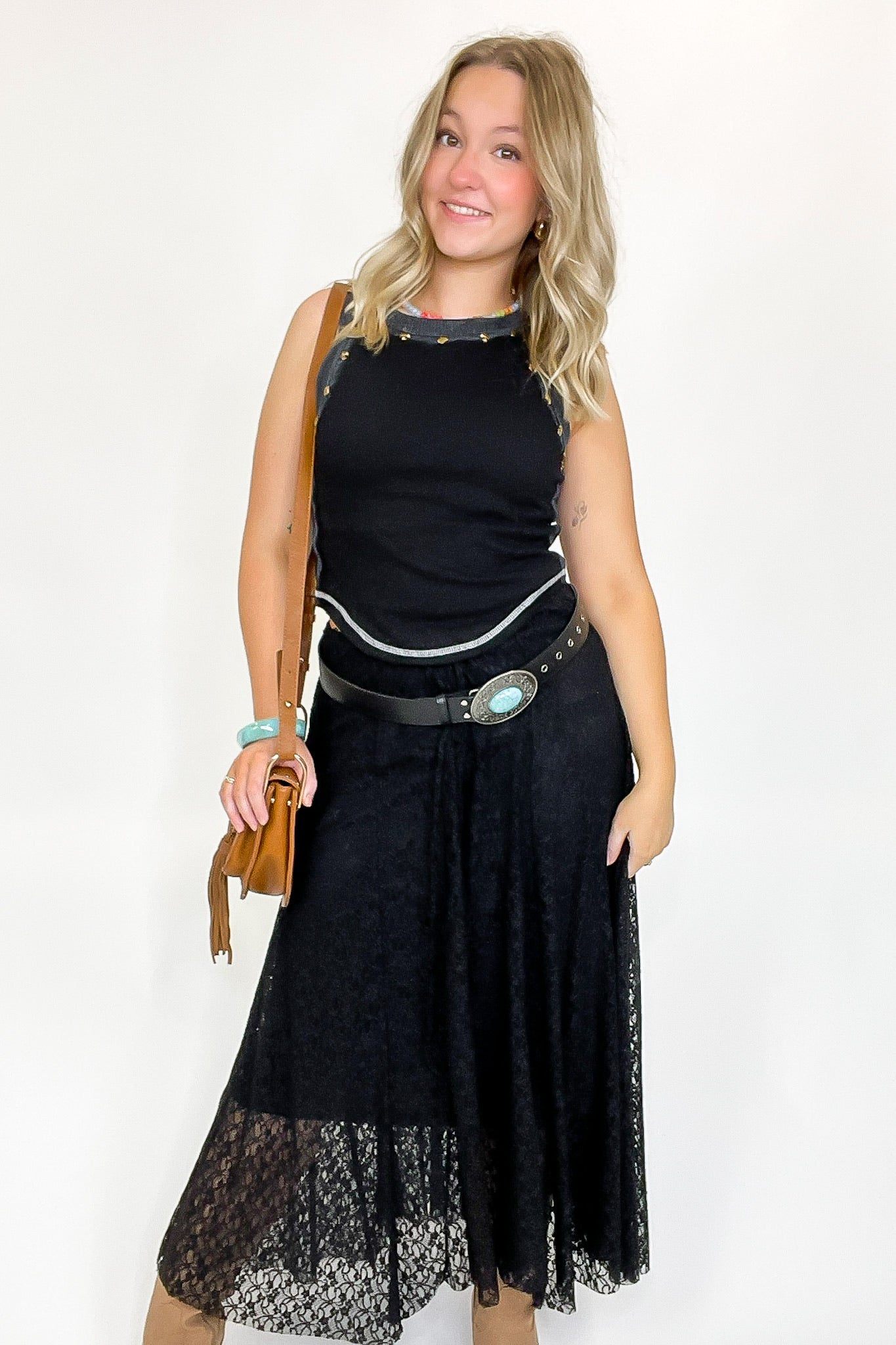 Streetlight Studded Detail Tank Top - FINAL SALE - Madison and Mallory