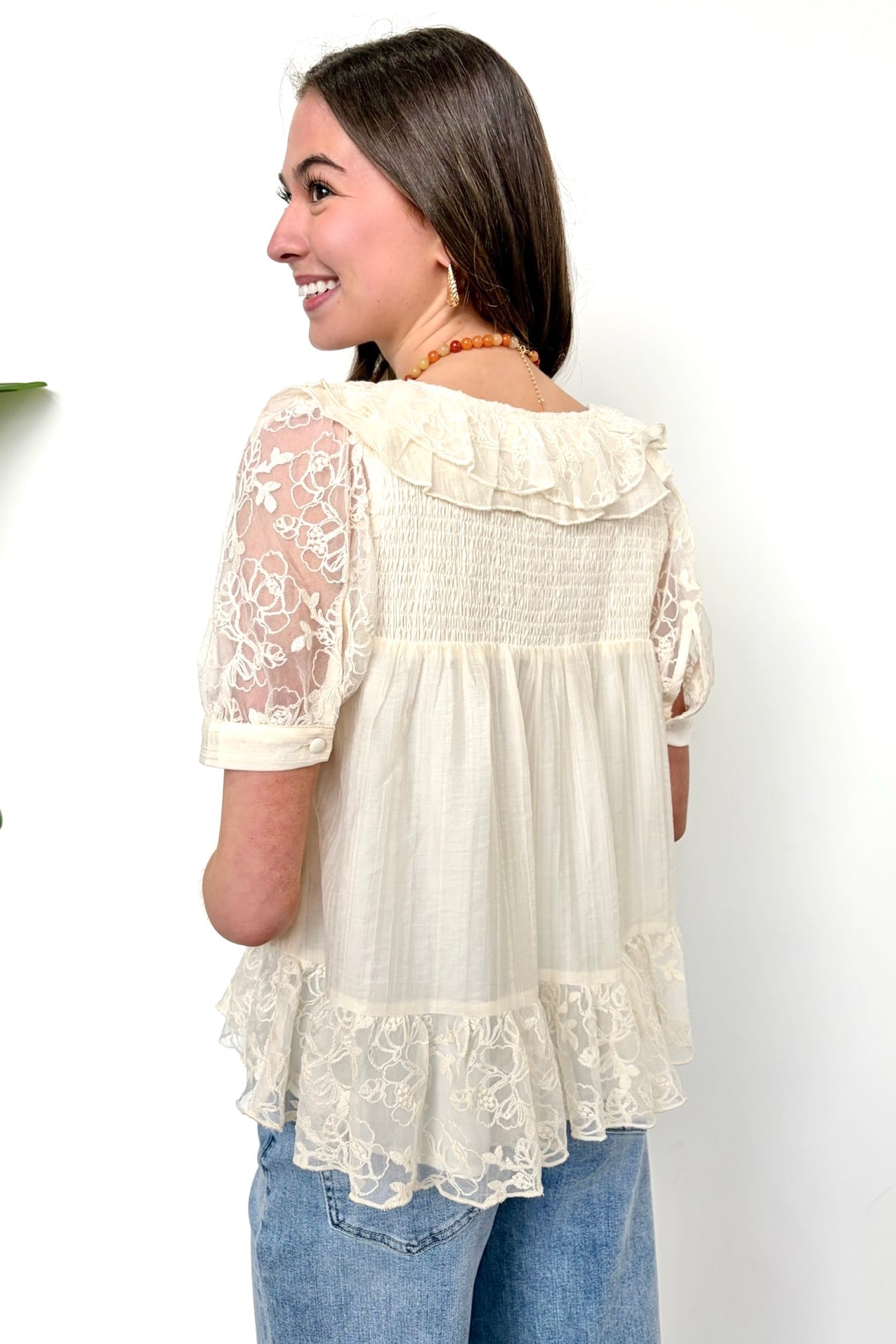 Romance Thread Lace Detail Top