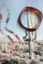 Pink Multi 3B Earthlight Agate Glass Semi Precious Bead Necklace - Madison and Mallory