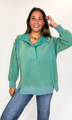 Summit Comfort Thermal Placket Detail Sweatshirt - FINAL SALE - Madison and Mallory