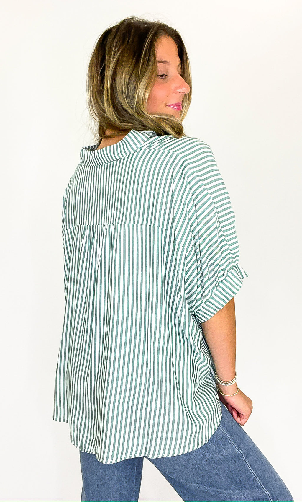 JoJo Striped Button Down Relaxed Top - BACK IN STOCK - Madison and Mallory