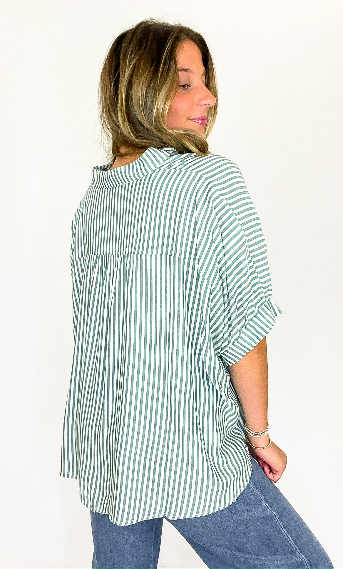 JoJo Striped Button Down Relaxed Top - BACK IN STOCK - Madison and Mallory