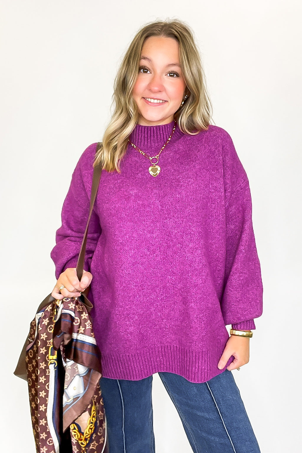 Light Plum / S Minimal Mood Mock Neck Sweater - FINAL SALE - Madison and Mallory