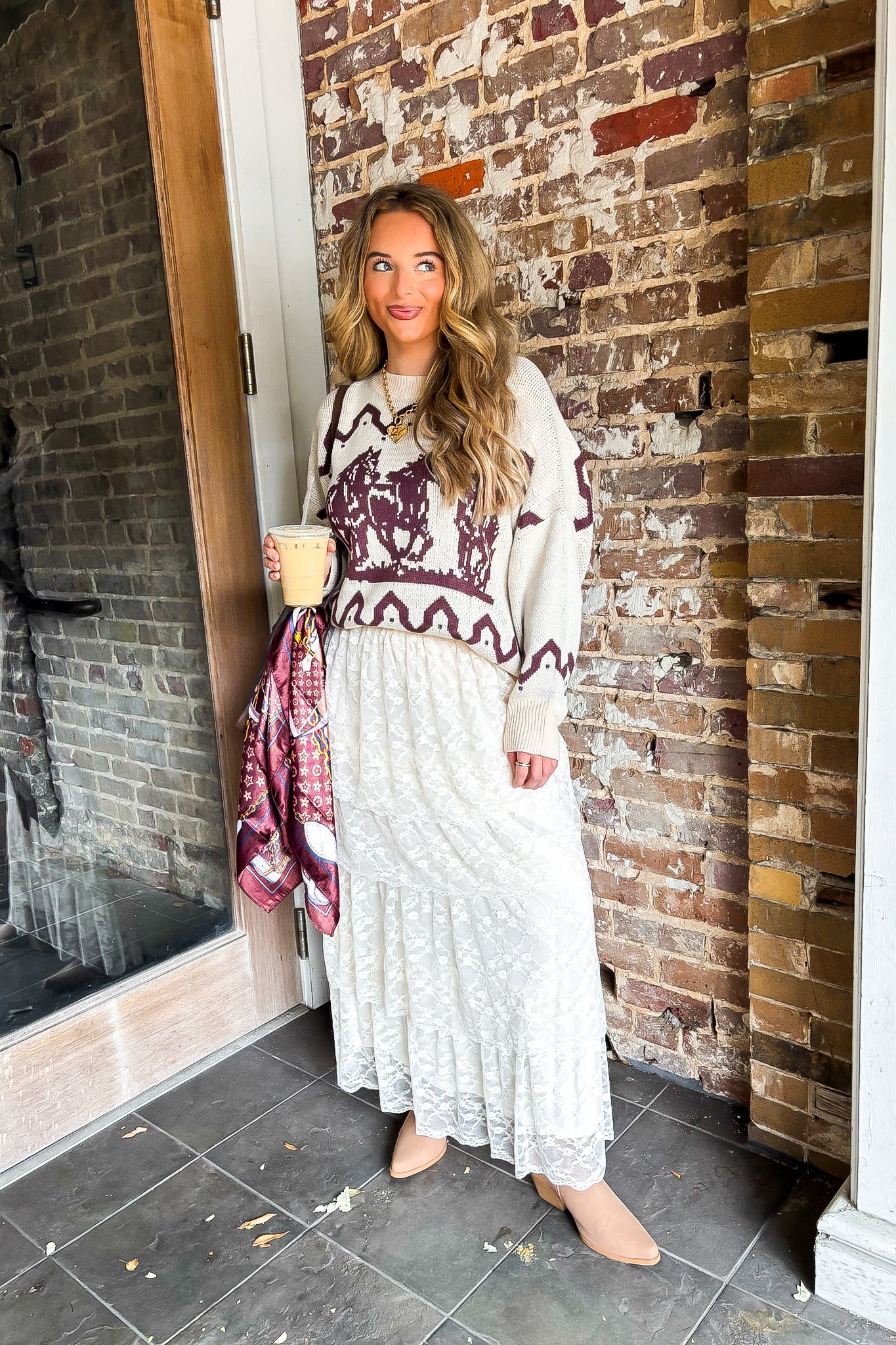 Wild Reign Horse Print Knit Sweater