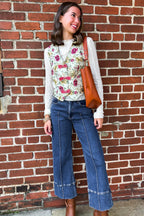Garden Floral Jacquard Bow Vest - Madison and Mallory