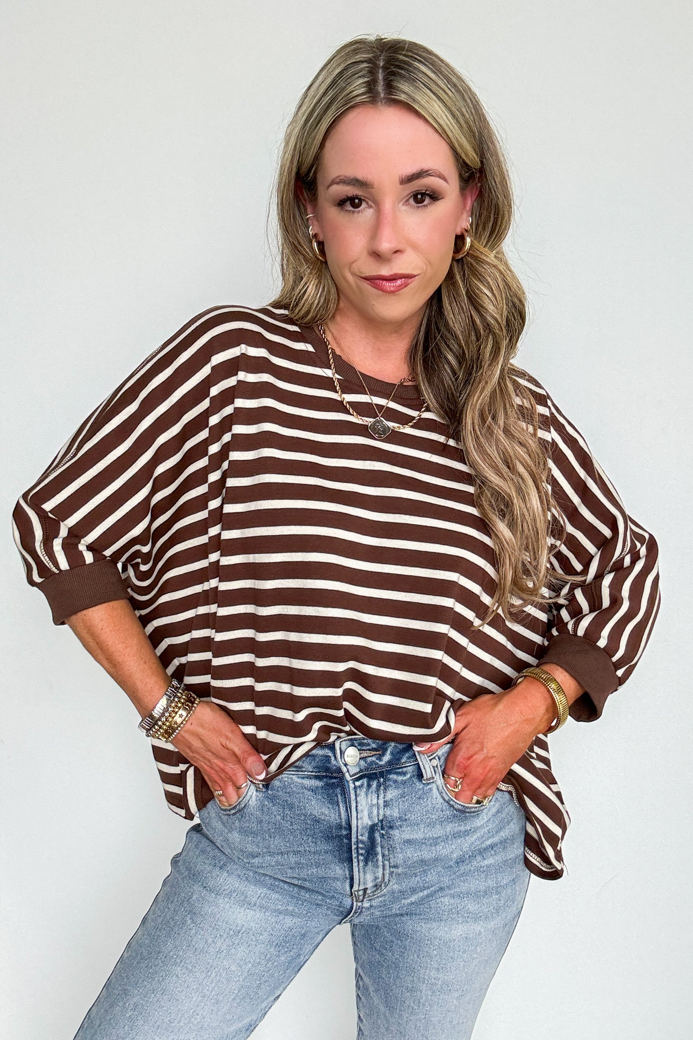 Laidback Lines Striped Boxy Knit Top - Madison and Mallory
