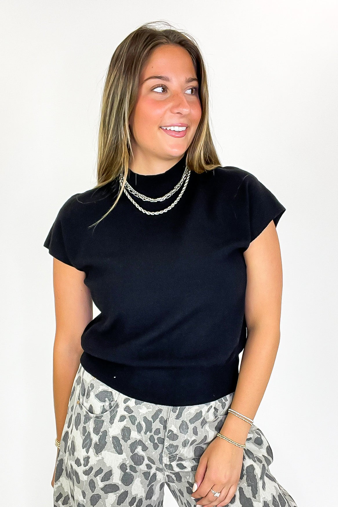 Power Poise Cap Sleeve High Neck Top - Madison and Mallory