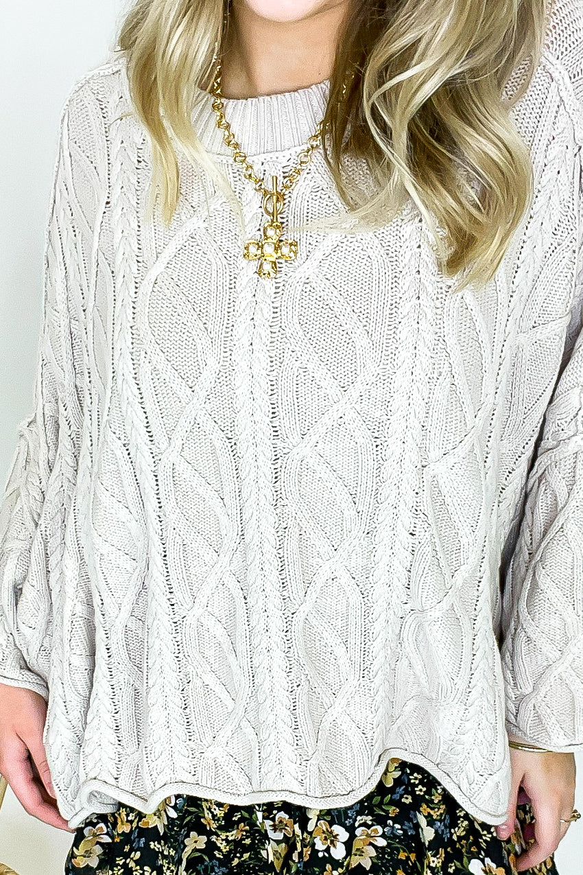 Mariner Weave Knitted Sailors Knot Round Neck Sweater - Madison and Mallory
