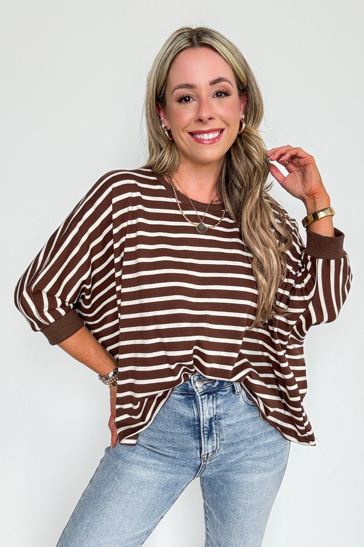 Laidback Lines Striped Boxy Knit Top - Madison and Mallory