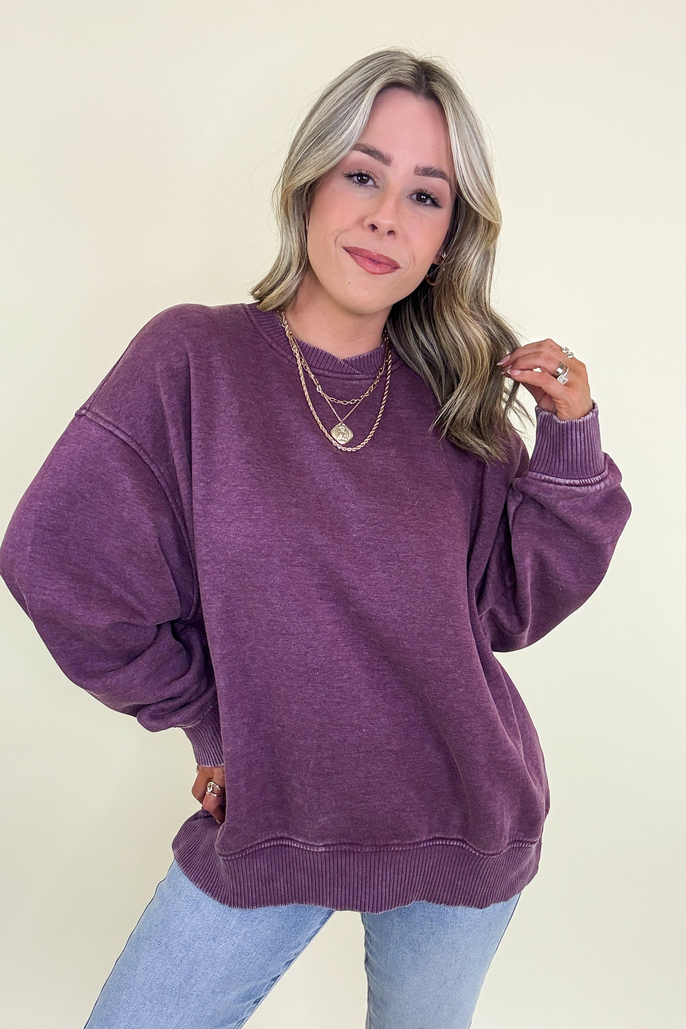 Cozy Vibes Acid Wash Oversized Pullover - BACK IN STOCK