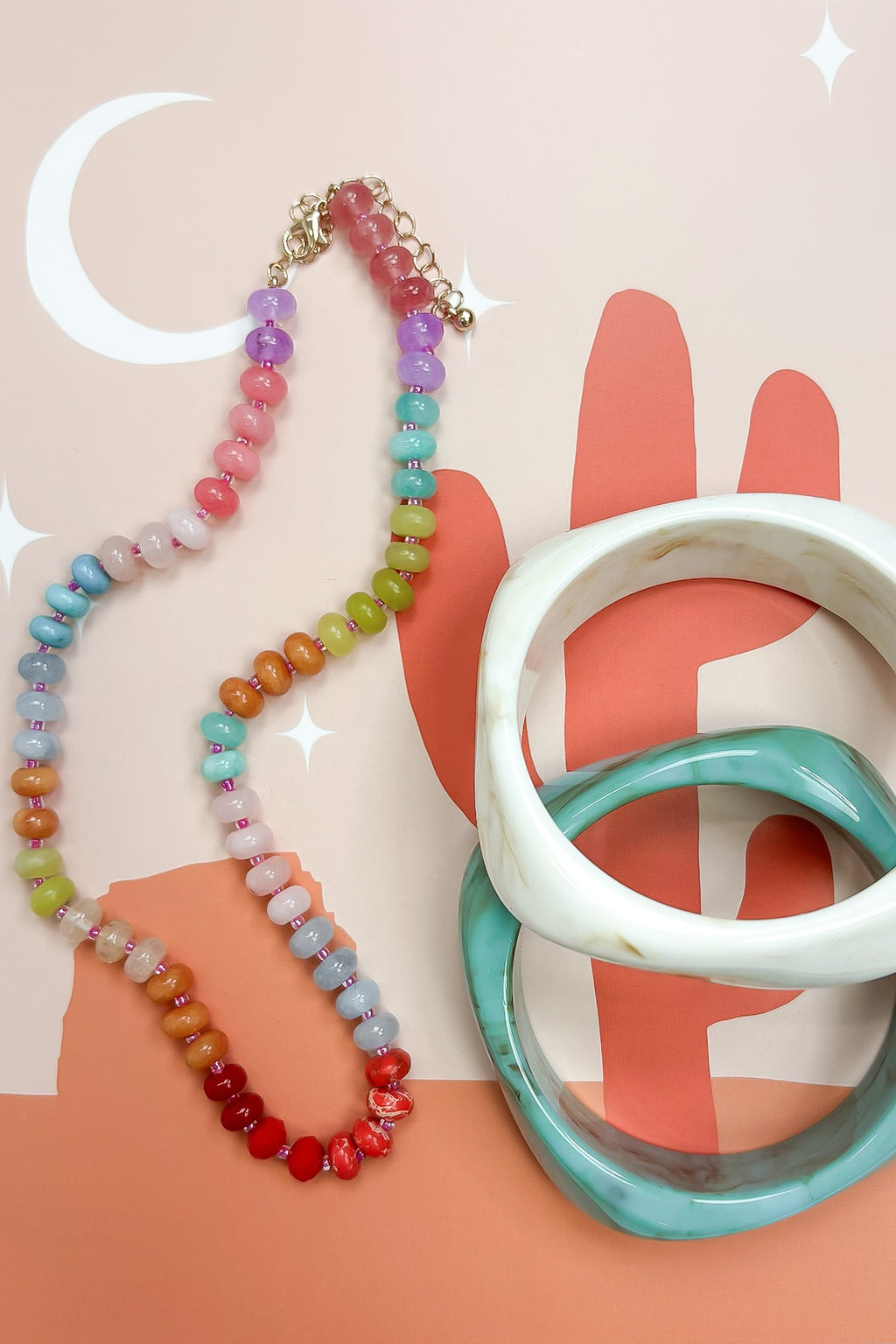 Earthlight Agate Glass Semi Precious Bead Necklace - Madison and Mallory
