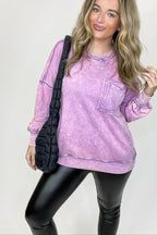 Daily Cozy Acid Wash Raw Edge Pullover - BACK IN STOCK - Madison and Mallory