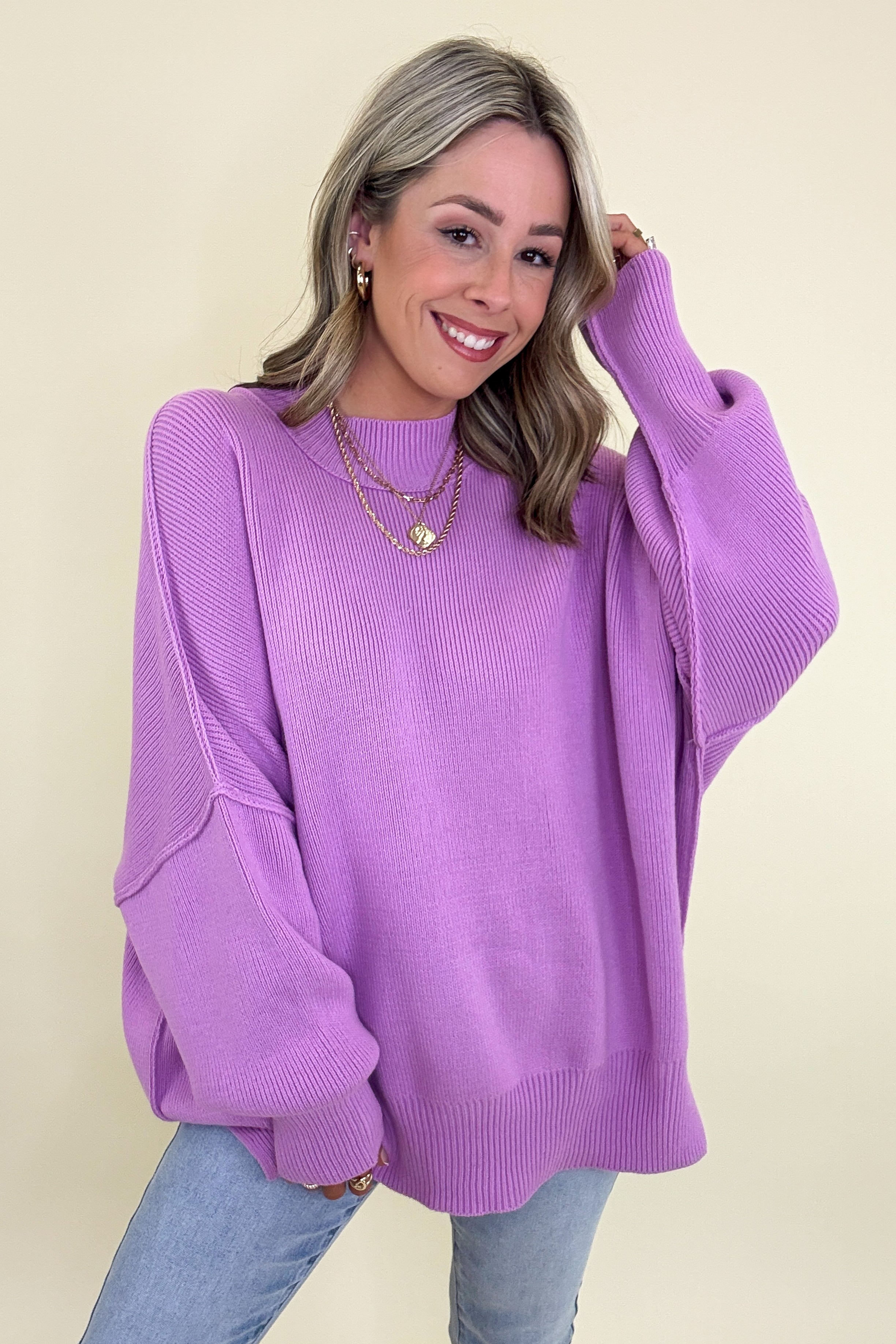Simple Street Side Slit Oversized Sweater – Madison + Mallory