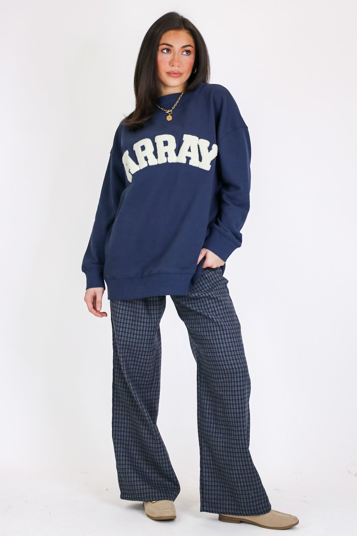 ARRAY Graphic Knit Mock Neck Pullover