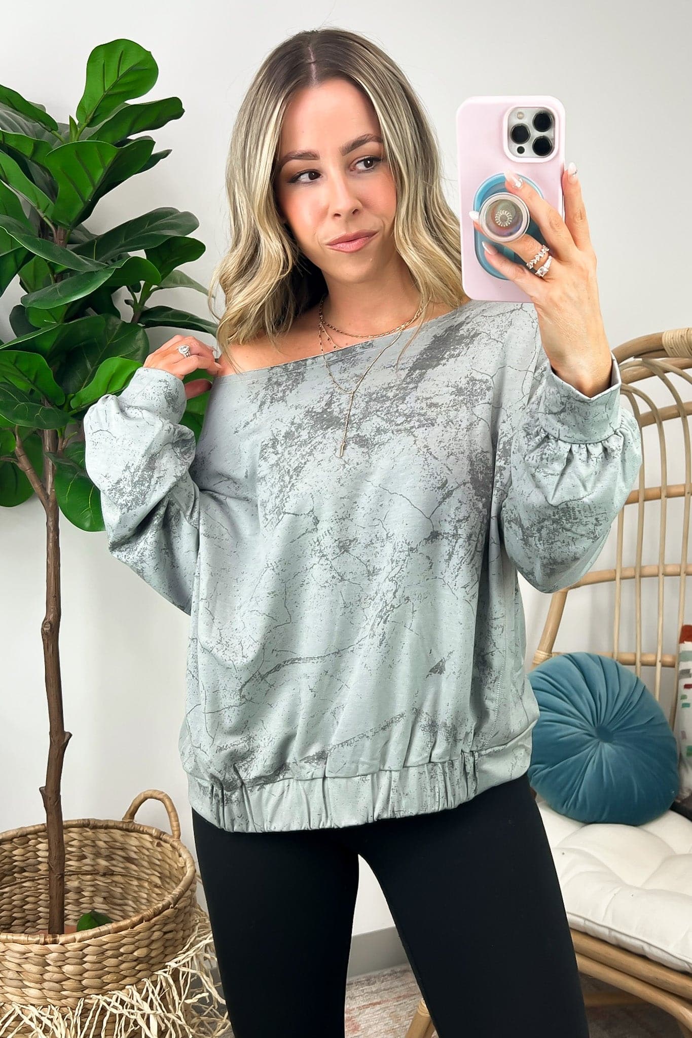 Gray / S Abriana Mineral Wash Relaxed Fit Top - FINAL SALE - Madison and Mallory