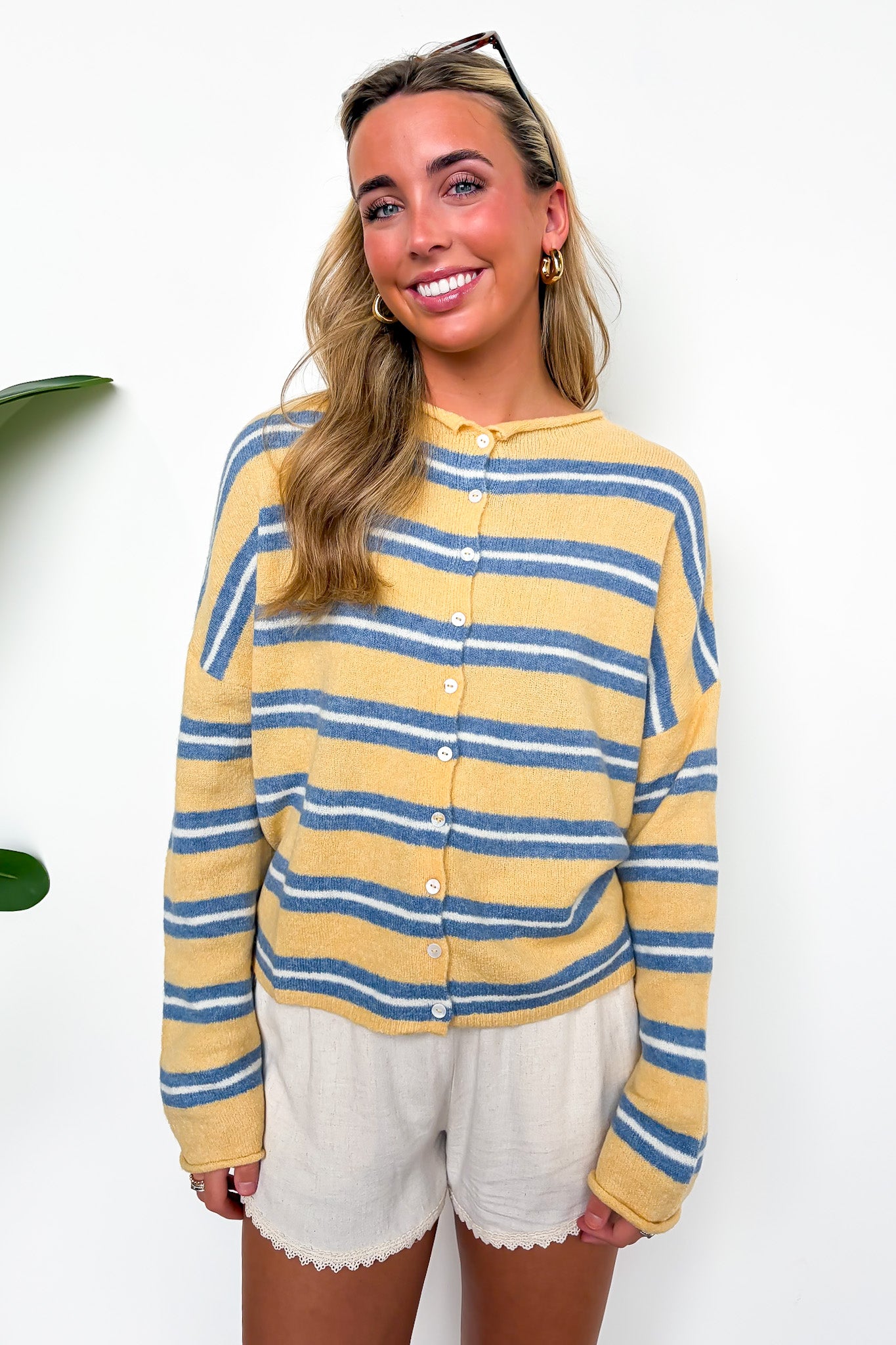 Honey / S Academy Striped Knit Cardigan Sweater - Madison and Mallory