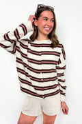 Ivory / S Academy Striped Knit Cardigan Sweater - Madison and Mallory