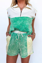 Active Block Half Zip Tank Top and Shorts Set - Madison and Mallory