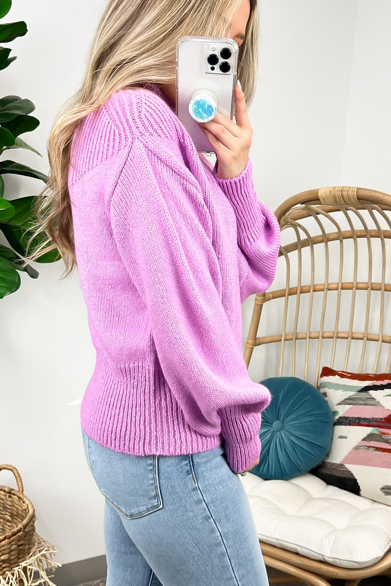 Misa Los Angeles Trevor Sweater Pink Mock shops Neck Balloon Sleeve Knit Sweater