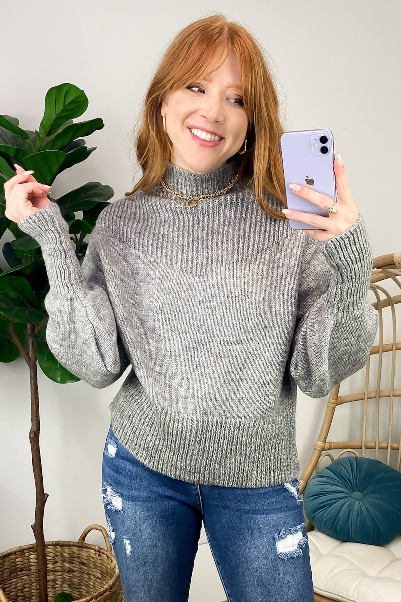 Adani Balloon Sleeve Mock Neck Sweater - FINAL SALE