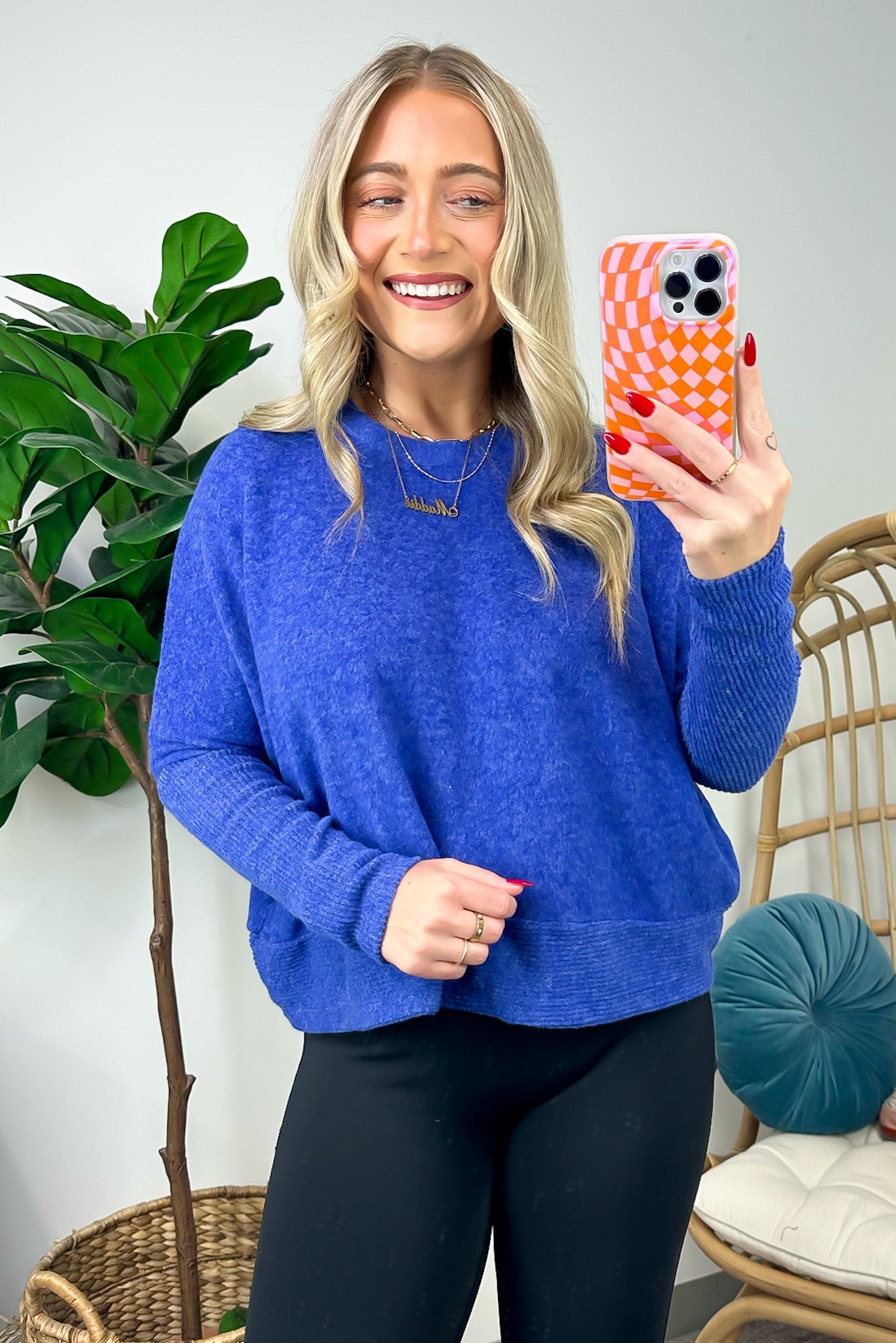 Bright Blue / SM Adelaida Soft Knit Dolman Sleeve Sweater - BACK IN STOCK - Madison and Mallory