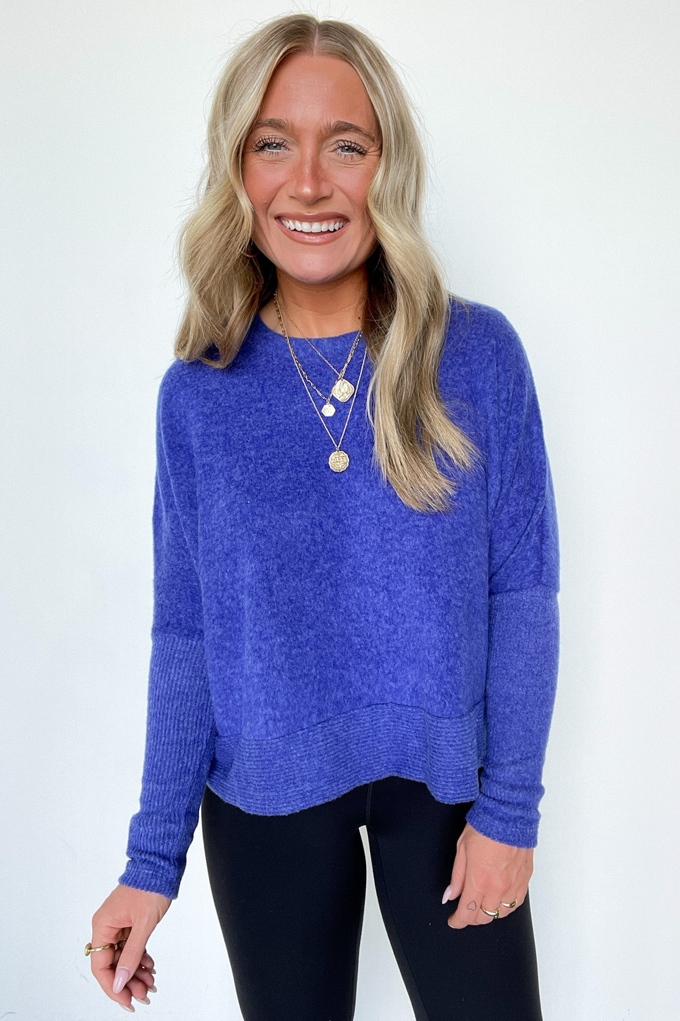 Bright Blue / SM Adelaida Soft Knit Dolman Sleeve Sweater - BACK IN STOCK - Madison and Mallory