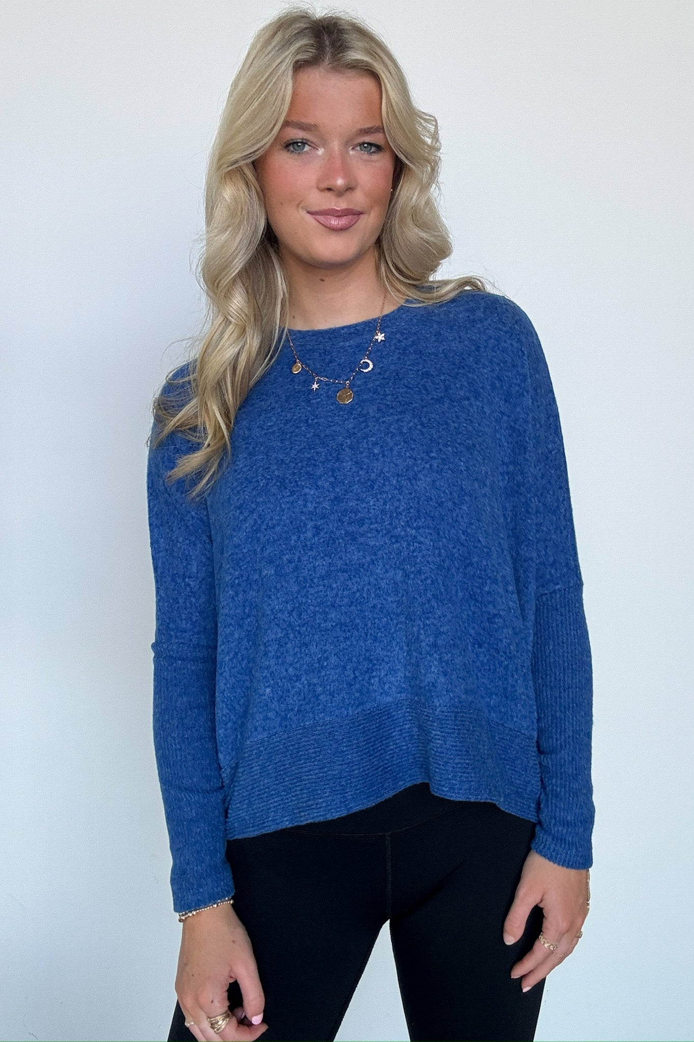 Light Navy / SM Adelaida Soft Knit Dolman Sleeve Sweater - BACK IN STOCK - Madison and Mallory