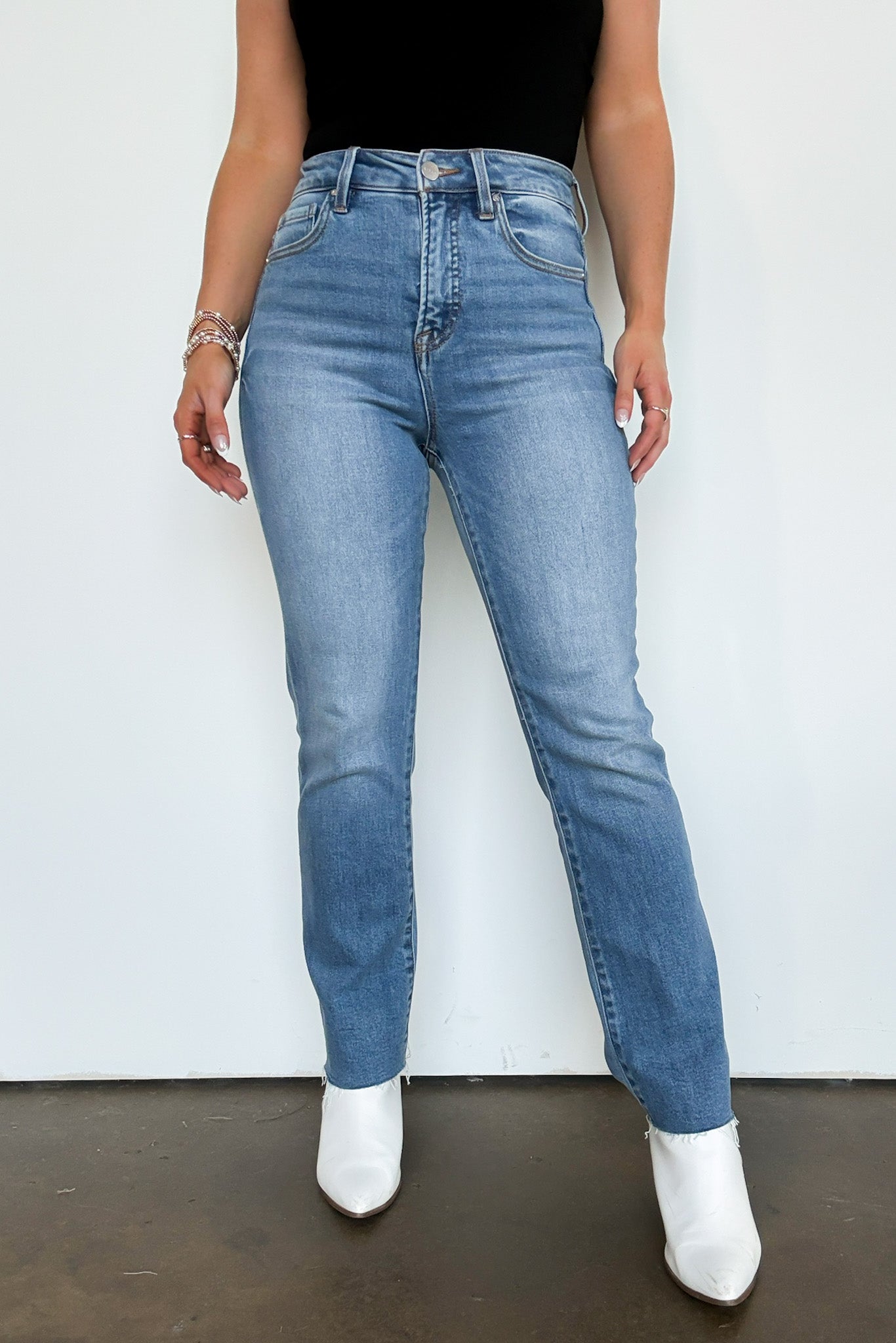  Adelene Tummy Control High Rise Crop Straight Jeans - Madison and Mallory