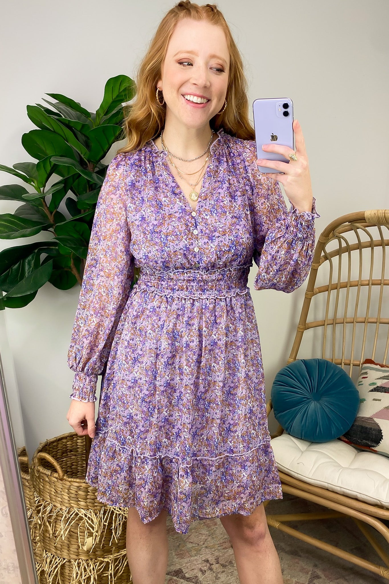  Adisse Floral Smocked Button Dress - FINAL SALE - Madison and Mallory