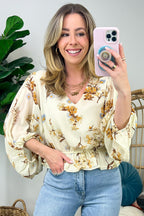 Antique Ivory / XS Adored Delight Floral Ruffle Top - FINAL SALE - Madison and Mallory