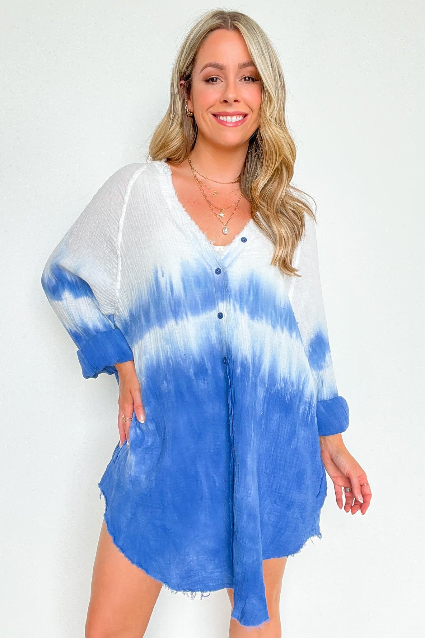  Aelin Tie Dye Button Down Top - FINAL SALE - Madison and Mallory