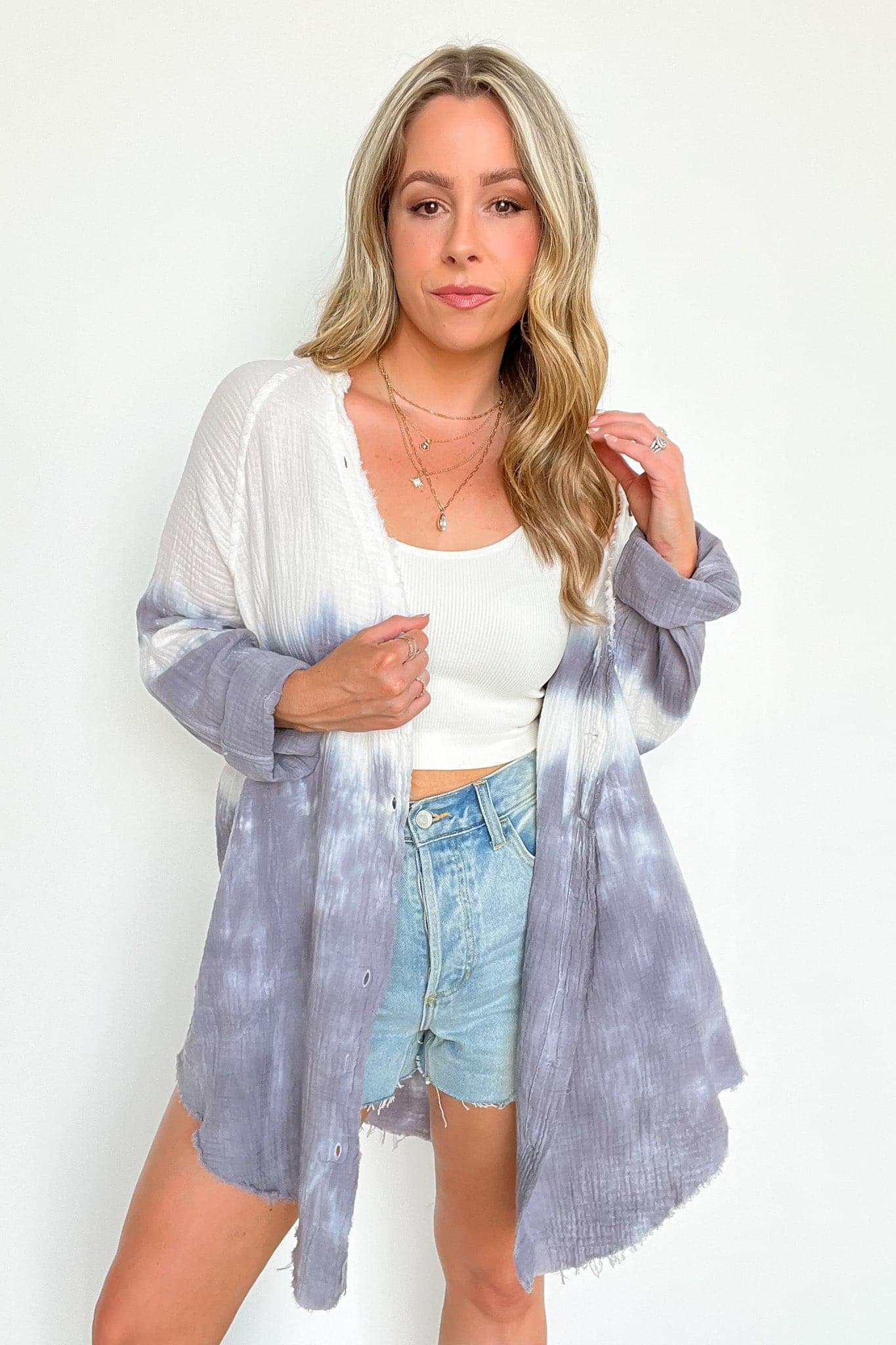  Aelin Tie Dye Button Down Top - FINAL SALE - Madison and Mallory