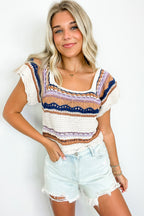Aesthetic Ease Striped Crochet Knit Top - BACK IN STOCK - Madison and Mallory