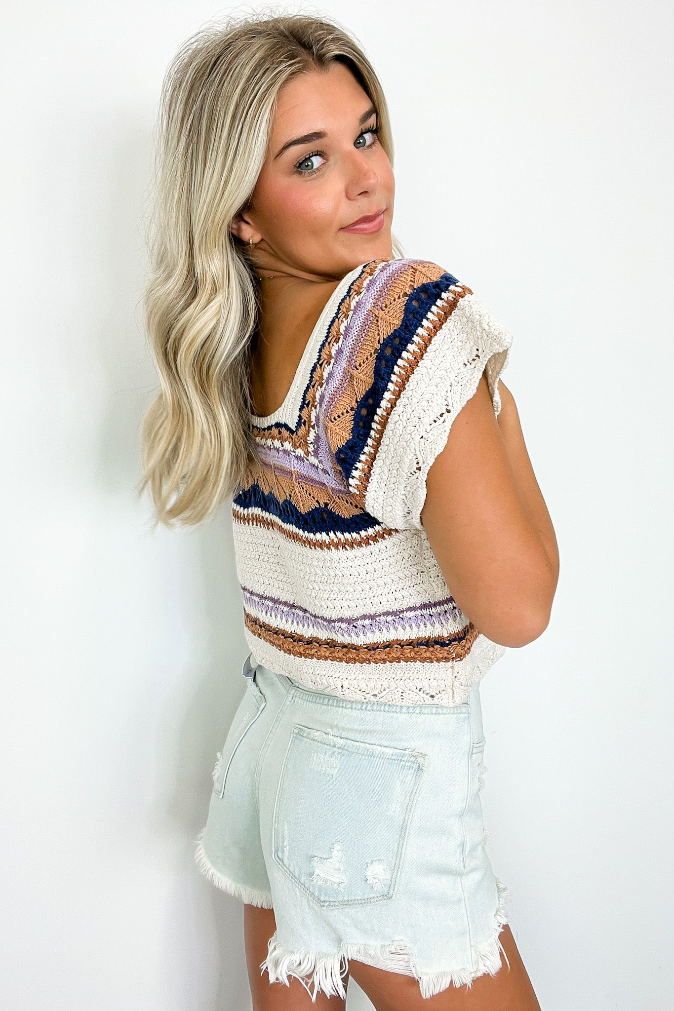 Aesthetic Ease Striped Crochet Knit Top - BACK IN STOCK - Madison and Mallory