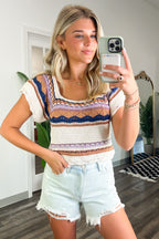 Aesthetic Ease Striped Crochet Knit Top - BACK IN STOCK - Madison and Mallory